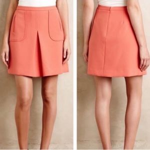 Anthropologie Maeve Cheri Pink Peach A-Line Skirt Mod Retro Size 6 Mini
